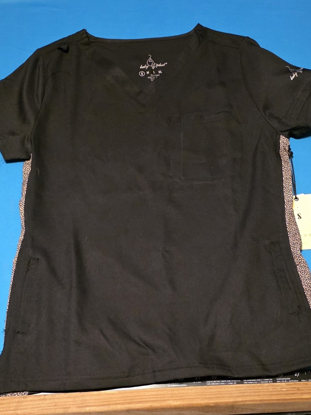 Baby Phat Black And Leopard Print Scrub Top